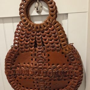 Patricia Nash Tan Woven Leather Shoulder Bag
